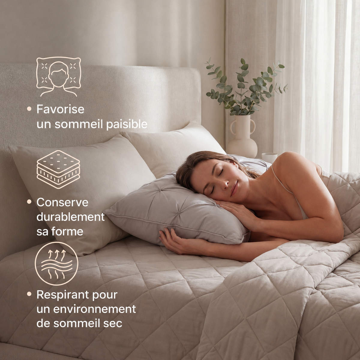 Oreiller hypoallergénique de confort supérieur